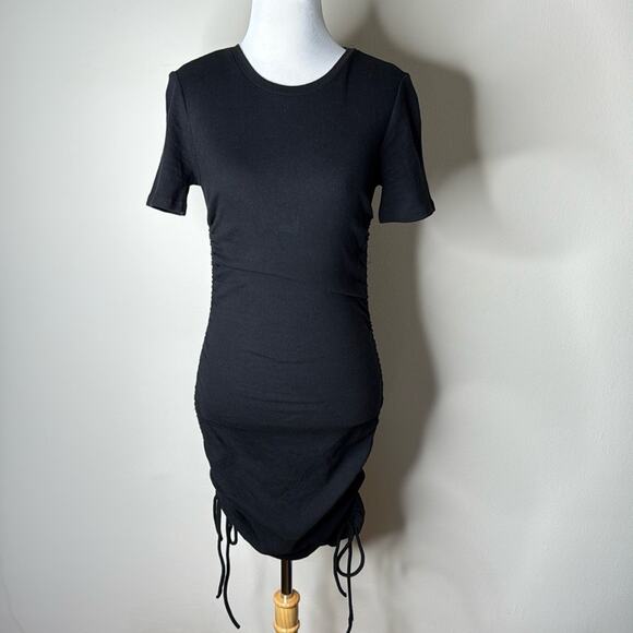 Zara Black Ruched Sides Mini Dress - Picture 2 of 7